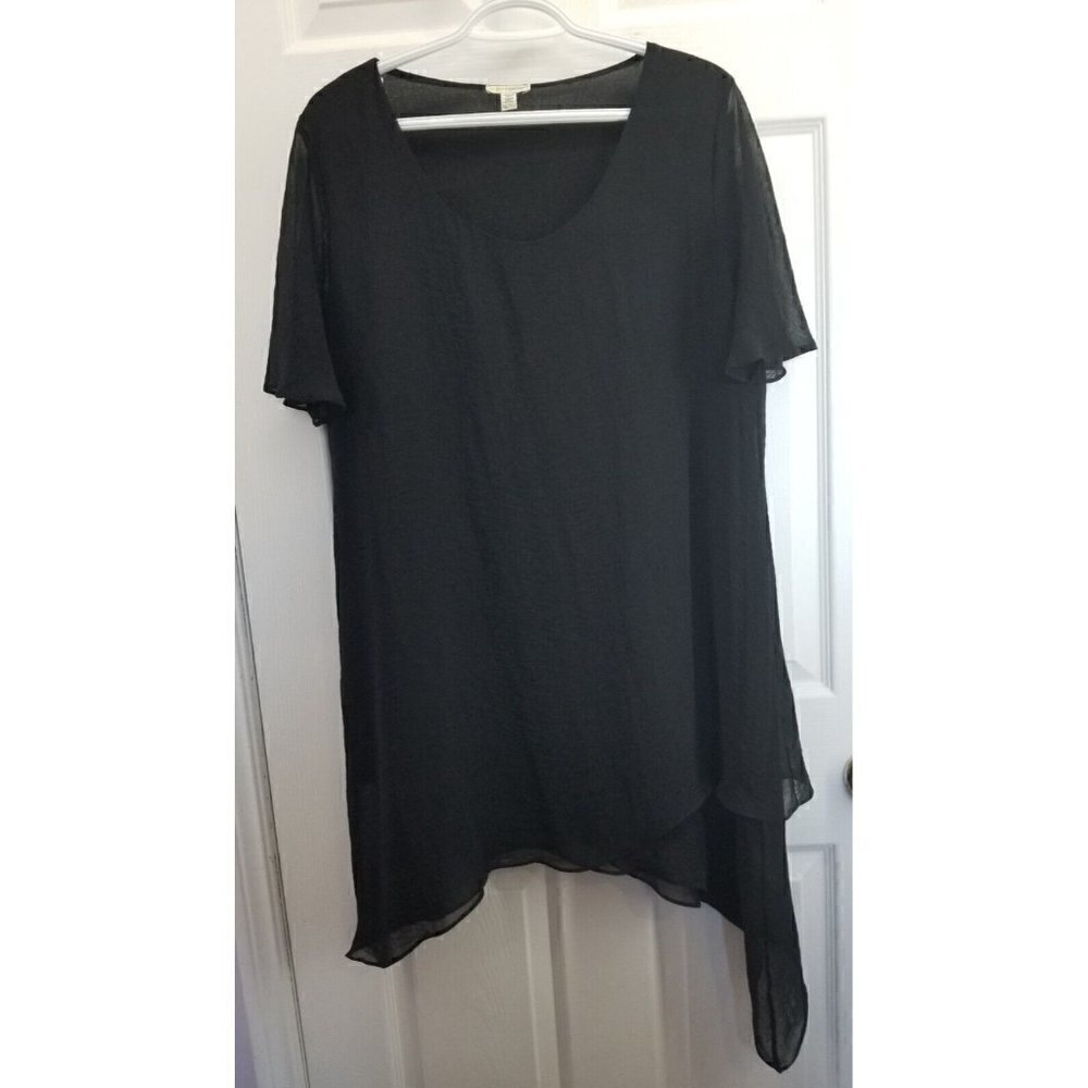 Shannon Passero Black Lagenlook Sheer Tunic Size XL